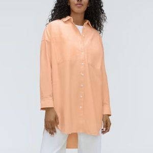 Everlane The Way Long Oxford Apricot Button Down Shirt New Size 8 Women